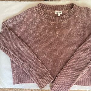Silence and Noise XS Boxy Chenille Cropped Mauve Dusty Rose Pink Sweater (U.O)